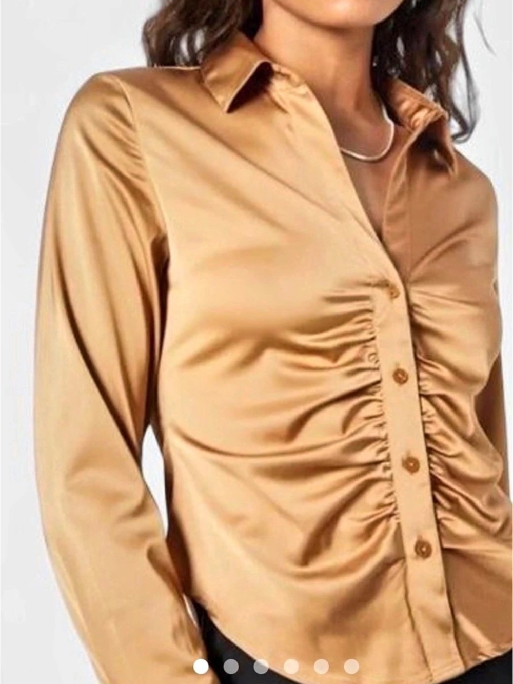 Abercrombie & Fitch Satin Ruched Button Down Shirt